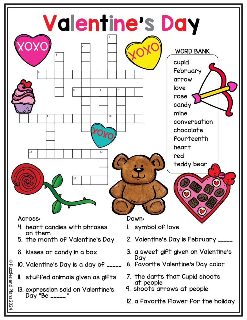 valentine word search book valentine crossword puzzle - pdf files